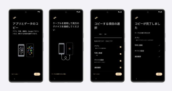 iPhoneからのデータ移行はスムーズに完了